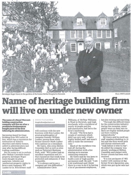 Archant Article About WS Lusher Under New Ownership