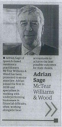 Adrian Sage promoted to Senior Associate