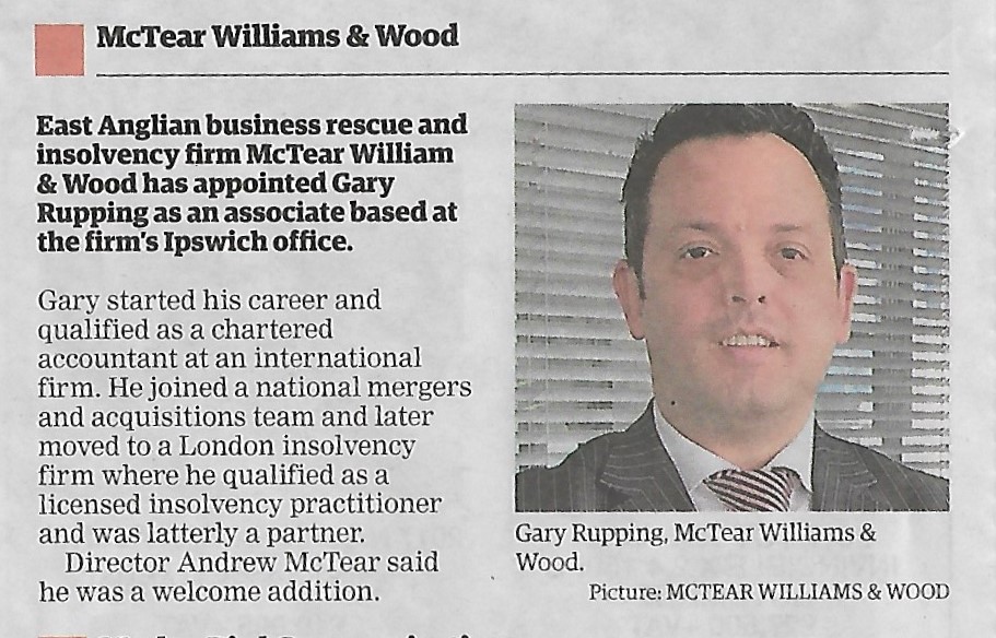 Gary Rupping from McTear Williams and Wood