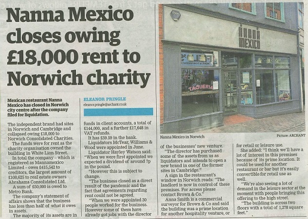 nanna mexico close in norwich owing to charity